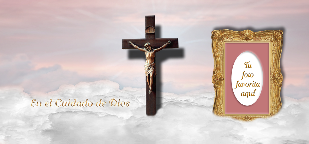 En el Cuidado de Dios (In Gods Care-Crucifix) Pink